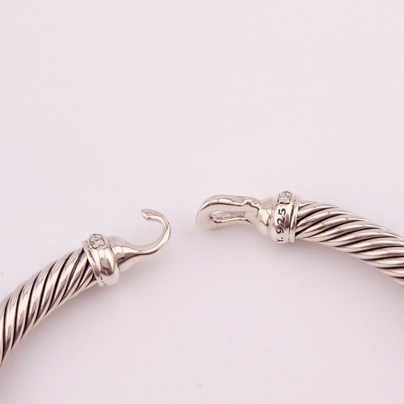 DAVID YURMAN Sterling Silver Classic Cable Diamond Buckle 6.5 Inch Bracelet - Picture 12 of 12